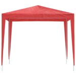 vidaXL Párty stan 250 x 250 x 240 cm Červená PE a oceľ – Obrázok 3