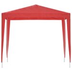 vidaXL Párty stan 250 x 250 x 240 cm Červená PE a oceľ – Obrázok 4