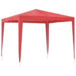 vidaXL Párty stan 250 x 250 x 240 cm Červená PE a oceľ – Obrázok 5