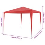 vidaXL Párty stan Červená 300 x 300 x 255 cm PE a oceľ – Obrázok 7