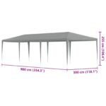 vidaXL Párty stan Svetlosivá 900 x 300 x 255 cm PE a oceľ – Obrázok 7
