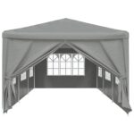 vidaXL Párty stan 900 x 300 x 255 cm Svetlosivá PE a oceľ – Obrázok 2
