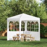 vidaXL Bočná stena párty stanu 2 pcs 200 x 195 cm Biela PE a oceľ