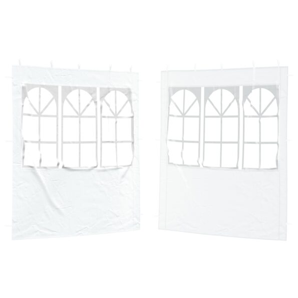 vidaXL Bočná stena párty stanu 2 pcs 200 x 195 cm Biela PE a oceľ – Obrázok 2