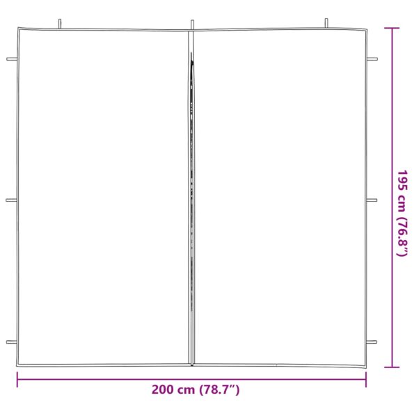 vidaXL Bočná stena párty stanu 2 pcs Zelená 200 x 195 cm PE a oceľ – Obrázok 6