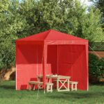 vidaXL Bočná stena párty stanu 2 pcs Červená 200 x 195 cm PE a oceľ