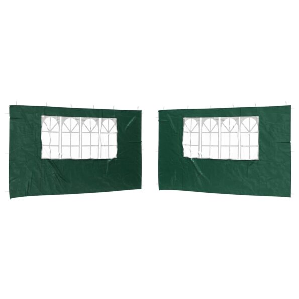 vidaXL Bočná stena párty stanu 2 pcs 400 x 195 cm Zelená PE a oceľ – Obrázok 2