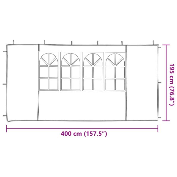 vidaXL Bočná stena párty stanu 2 pcs 400 x 195 cm Zelená PE a oceľ – Obrázok 6