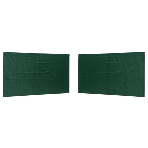 vidaXL Bočná stena párty stanu 2 pcs Zelená 400 x 195 cm PE a oceľ – Obrázok 2