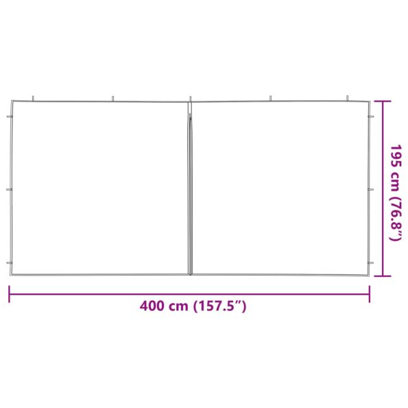 vidaXL Bočná stena párty stanu 2 pcs Zelená 400 x 195 cm PE a oceľ – Obrázok 6