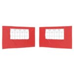 vidaXL Bočná stena párty stanu 2 pcs 400 x 195 cm Červená PE a oceľ – Obrázok 2