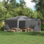 vidaXL Bočná stena párty stanu 2 pcs Svetlosivá 400 x 195 cm PE a oceľ