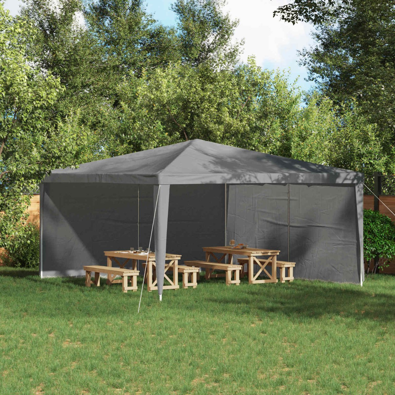 42033031_1.jpg vidaXL Bočná stena párty stanu 2 pcs Svetlosivá 400 x 195 cm PE a oceľ – Obrázok 1