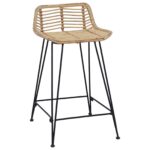 vidaXL Barová stolička 2 pcs Prírodná 44 x 45 x 76 cm Ratan a oceľ – Obrázok 2