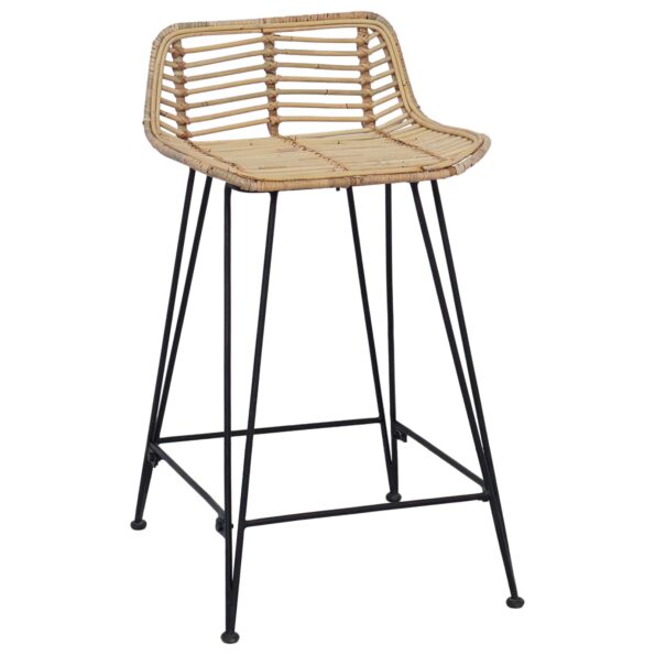 vidaXL Barová stolička 2 pcs Prírodná 44 x 45 x 76 cm Ratan a oceľ – Obrázok 2