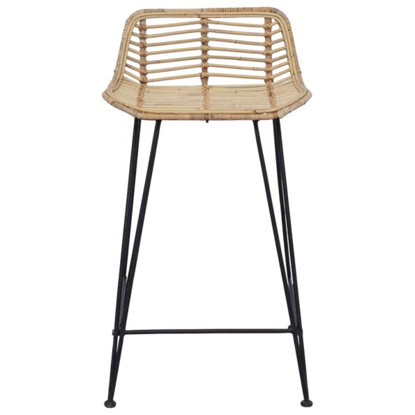 vidaXL Barová stolička 2 pcs Prírodná 44 x 45 x 76 cm Ratan a oceľ – Obrázok 3