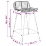vidaXL Barová stolička 2 pcs Čierna 44 x 45 x 76 cm Ratan a oceľ – Obrázok 10