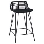 vidaXL Barová stolička 2 pcs Čierna 44 x 45 x 76 cm Ratan a oceľ – Obrázok 4