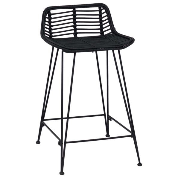 vidaXL Barová stolička 2 pcs Čierna 44 x 45 x 76 cm Ratan a oceľ – Obrázok 4