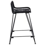 vidaXL Barová stolička 2 pcs Čierna 44 x 45 x 76 cm Ratan a oceľ – Obrázok 6