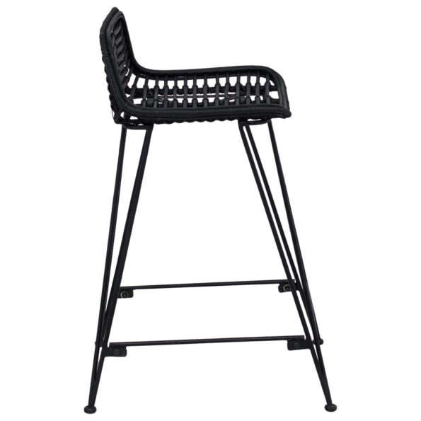 vidaXL Barová stolička 2 pcs Čierna 44 x 45 x 76 cm Ratan a oceľ – Obrázok 6