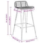 vidaXL Barová stolička 2 pcs Čierny 44 x 46 x 91 cm Ratan a oceľ – Obrázok 10