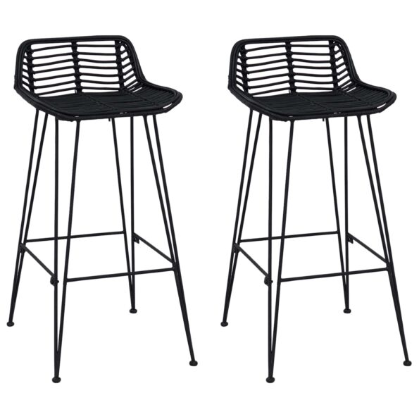 vidaXL Barová stolička 2 pcs Čierny 44 x 46 x 91 cm Ratan a oceľ – Obrázok 2