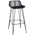 vidaXL Barová stolička 2 pcs Čierny 44 x 46 x 91 cm Ratan a oceľ – Obrázok 4
