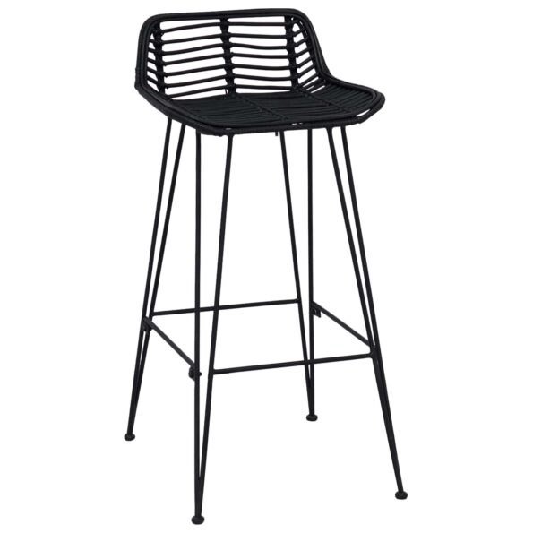 vidaXL Barová stolička 2 pcs Čierny 44 x 46 x 91 cm Ratan a oceľ – Obrázok 4