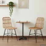 vidaXL Jedálenská stolička 2 pcs Prírodná 41 x 55 x 85 cm Ratan a oceľ