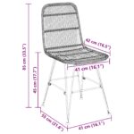 vidaXL Jedálenská stolička 2 pcs Prírodná 41 x 55 x 85 cm Ratan a oceľ – Obrázok 10