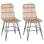 vidaXL Jedálenská stolička 2 pcs Prírodná 41 x 55 x 85 cm Ratan a oceľ – Obrázok 2