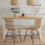 vidaXL Jedálenská stolička 2 pcs Prírodná 41 x 55 x 85 cm Ratan a oceľ – Obrázok 3
