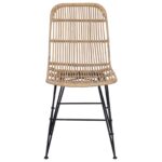 vidaXL Jedálenská stolička 2 pcs Prírodná 41 x 55 x 85 cm Ratan a oceľ – Obrázok 5