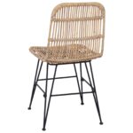 vidaXL Jedálenská stolička 2 pcs Prírodná 41 x 55 x 85 cm Ratan a oceľ – Obrázok 7