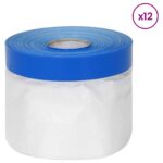 vidaXL Maskovacia fólia s lepiacou páskou 12 pcs Priehľadná a modrá – Obrázok 2