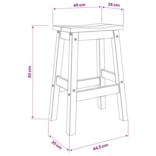 VidaXL Barová stolička 2 pcs Medový vosk 44 x 30 x 63 cm – Obrázok 7