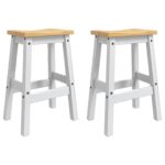VidaXL Barová stolička 2 pcs Biely a vosk z medu 44 x 30 x 63 cm