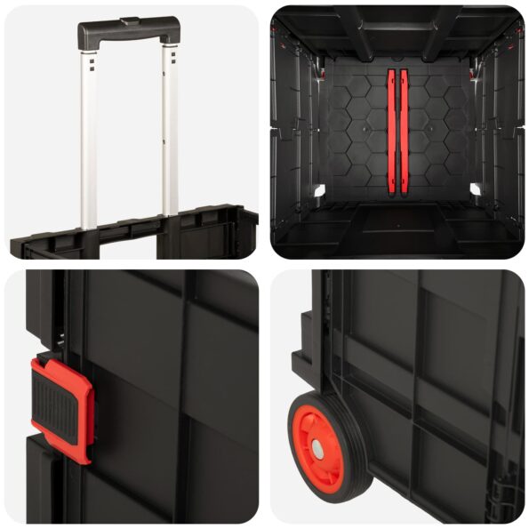 vidaXL Vozík Čierna a červená 35 x 39 x 92 cm PP a elastomér – Obrázok 7