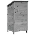 vidaXL Záhradný prístrešok so strechou Sivá 59,5 x 56 x 113,5 cm – Obrázok 7