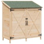 vidaXL Záhradný prístrešok so strechou Prírodná 106 x 56 x 113,5 cm – Obrázok 2