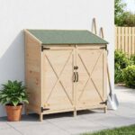 vidaXL Záhradný prístrešok so strechou Prírodná 106 x 56 x 113,5 cm – Obrázok 3