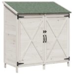 vidaXL Záhradný prístrešok so strechou Biela 106 x 56 x 113,5 cm – Obrázok 2