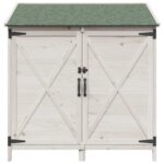 vidaXL Záhradný prístrešok so strechou Biela 106 x 56 x 113,5 cm – Obrázok 5