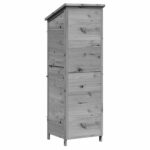 vidaXL Záhradný prístrešok so strechou Sivá 59,5 x 56 x 176,5 cm – Obrázok 7