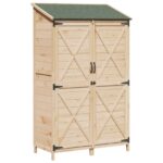 vidaXL Záhradný prístrešok so strechou Prírodná 106 x 56 x 176,5 cm – Obrázok 2