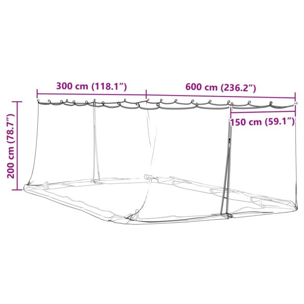 vidaXL Moskytiéra na altánok 220 mesh Čierna 6 x 3 x 2 m Polyester – Obrázok 9
