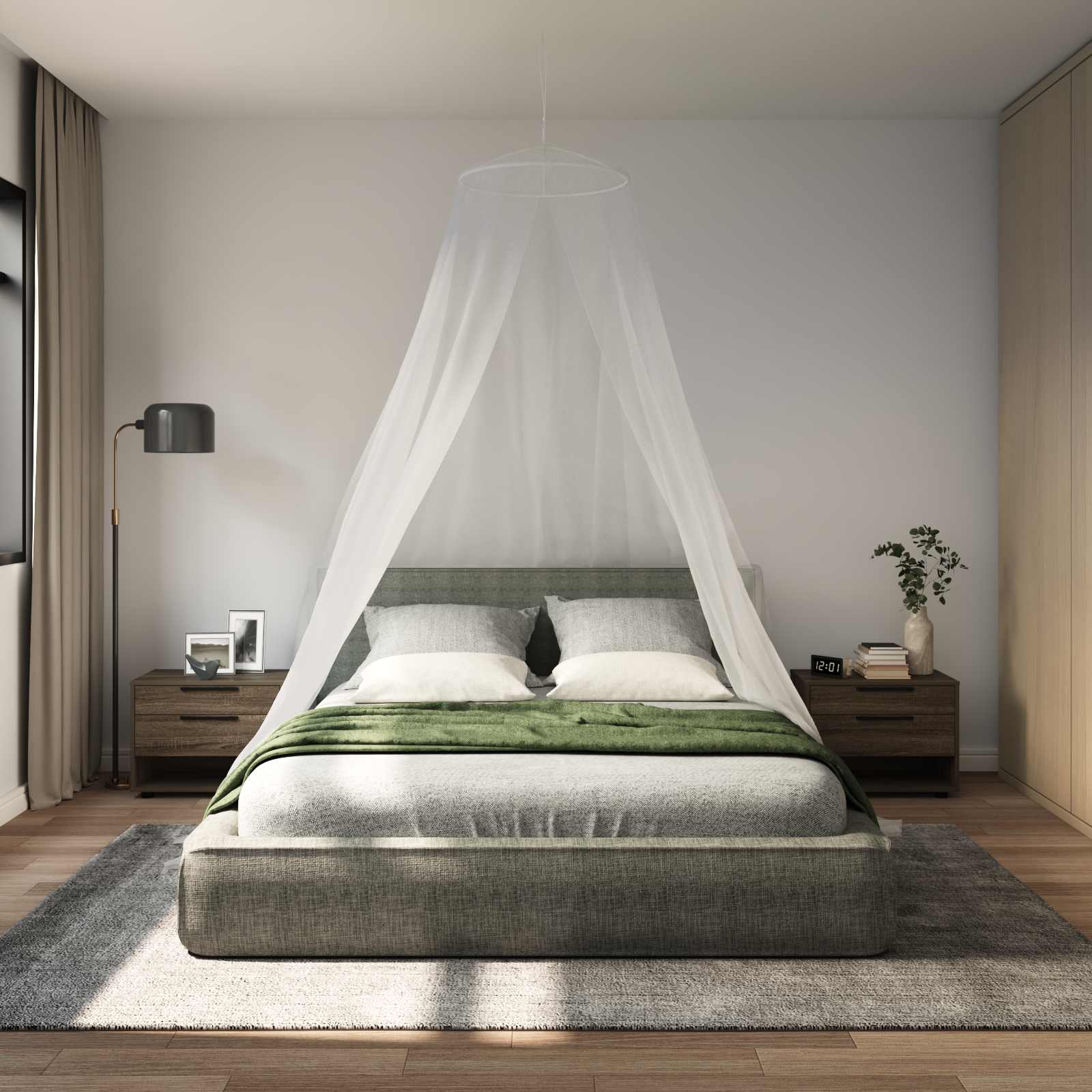 42033554_1.jpg vidaXL Sieť proti komárom na posteľ 3 pcs 156 mesh Biela ⌀56 x 220 cm – Obrázok 1