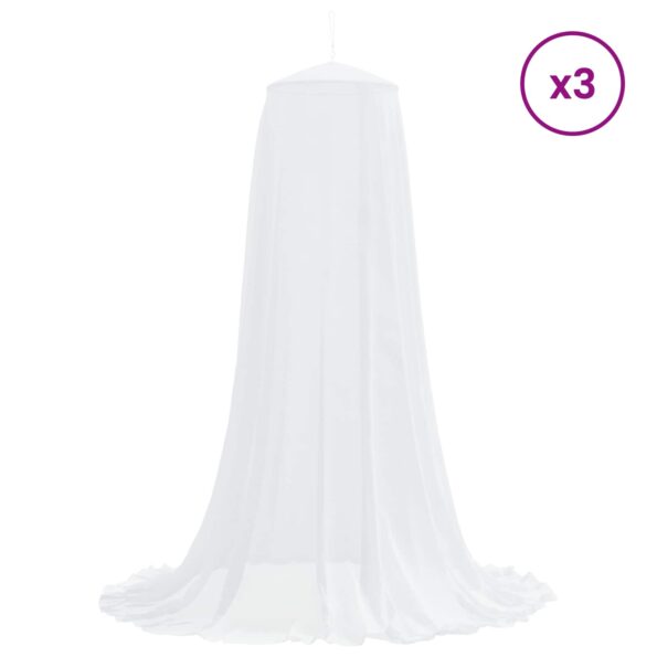 vidaXL Sieť proti komárom na posteľ 3 pcs 156 mesh Biela ⌀56 x 220 cm – Obrázok 3