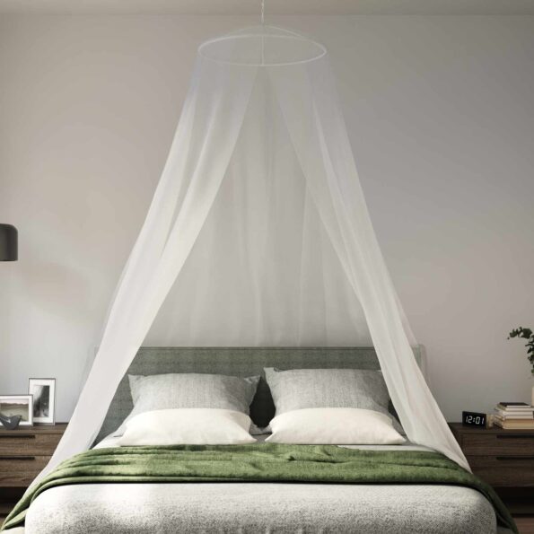 vidaXL Sieť proti komárom na posteľ 3 pcs 156 mesh Biela ⌀56 x 220 cm – Obrázok 4